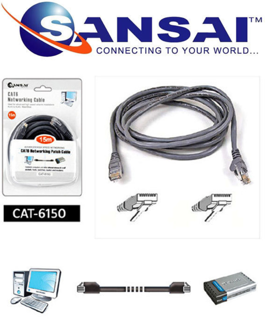 SANSAI Cat-6 Network Cable 15m image 1